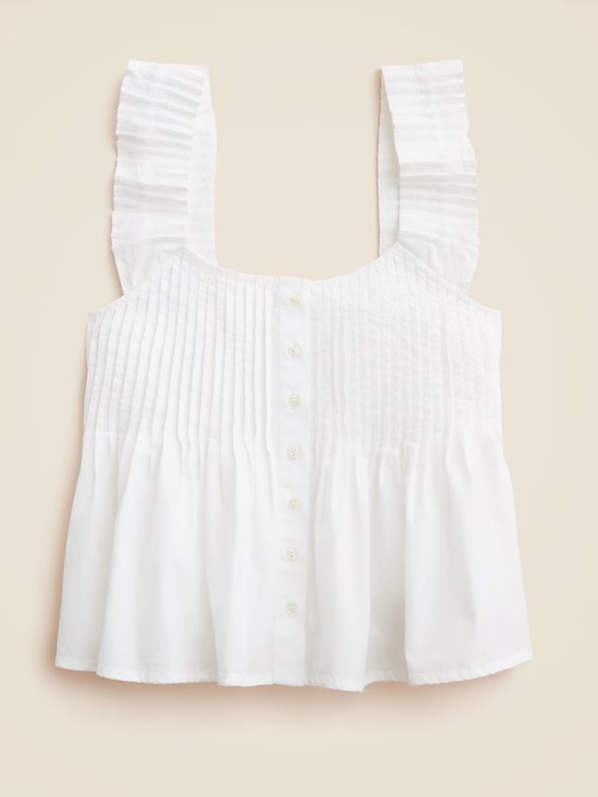 J. Crew Tops - NWT J. Crew White Pintuck Peplum Tank Top 100% Cotton